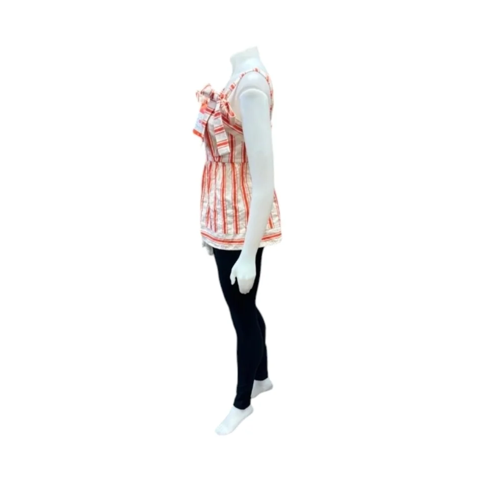 Cabi NWT Brunch Top Orange/Creme Size Small Linen Blend - Picture 4 of 12